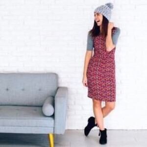 Multicolor LulaRoe Julia Dress Raglan sleeves Sz M